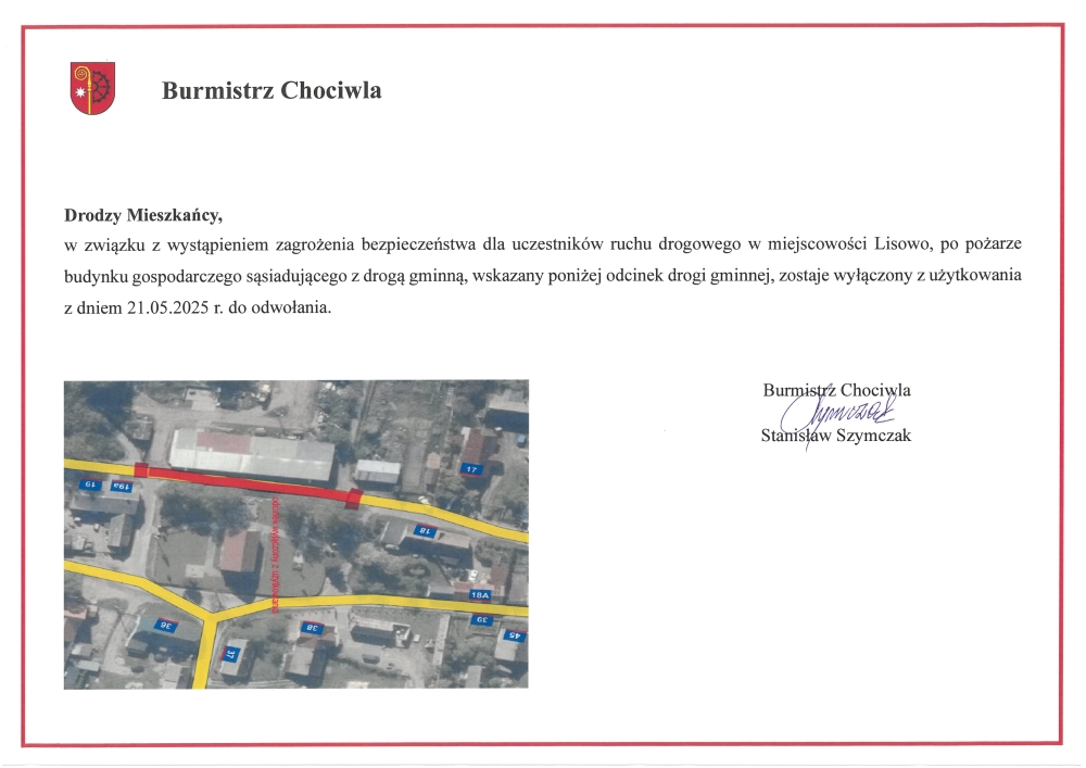 Wyłączenie z ruchu części drogi w Lisowie